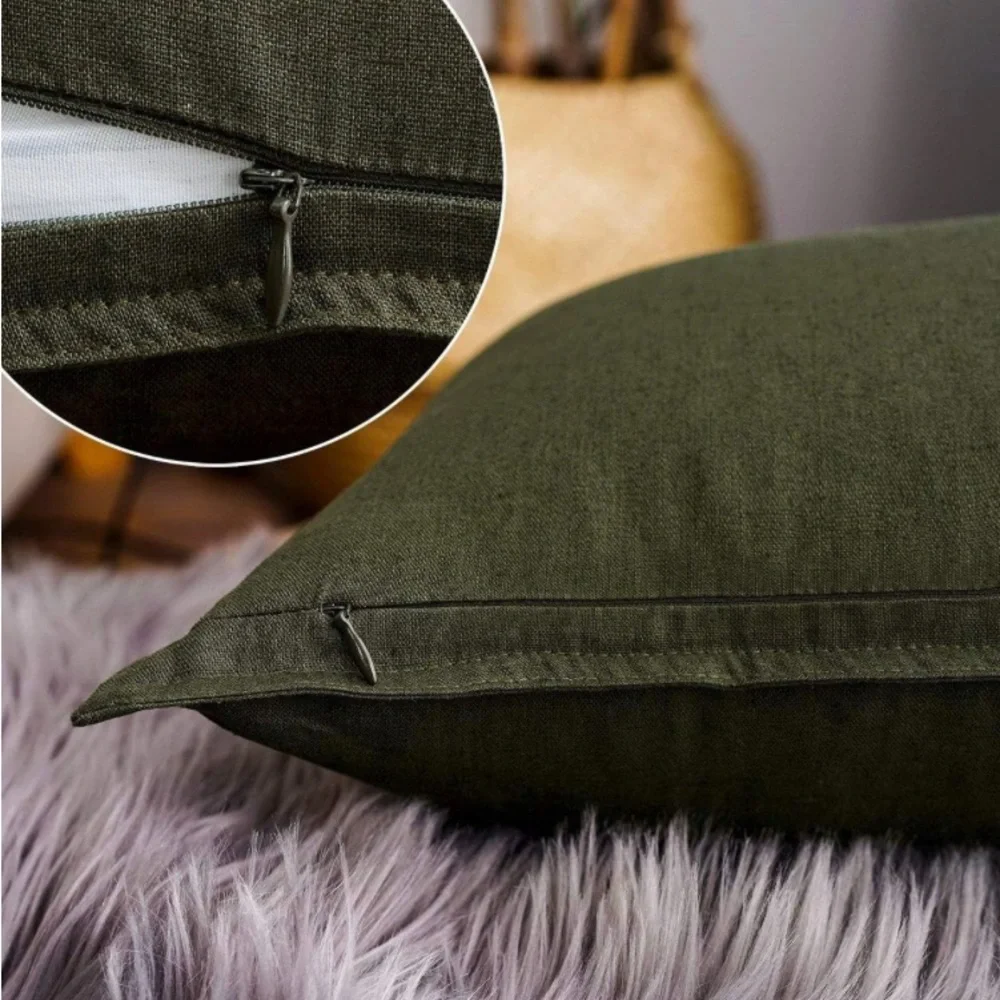 Natural Cotton Linen Green Decorative 12
